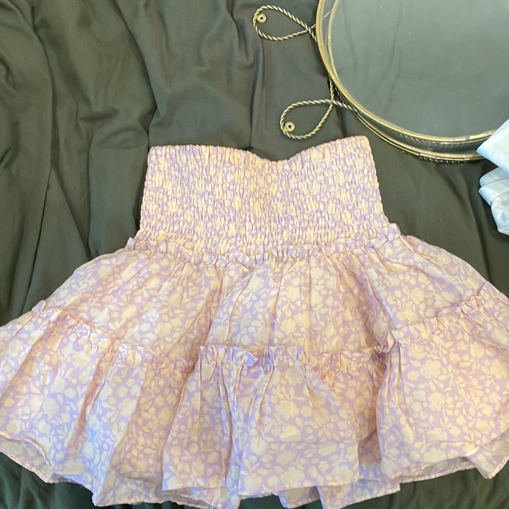 Pink flowy summer skirt, beautiful floral pattern, Aline, mini skirt